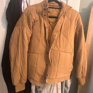 Blank NYC Quilted Puffer Jacket in Mustard Yellow